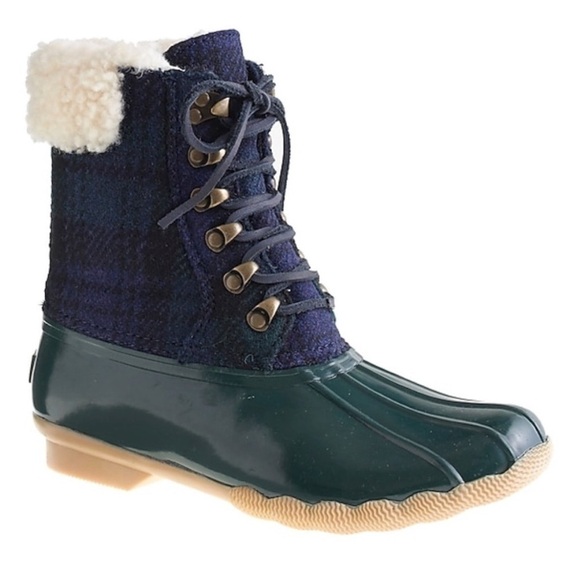 J. Crew x Sperry Top-Sider Flannel Shearwater Wool Waterproof Rubber Winter Boot - Picture 1 of 8